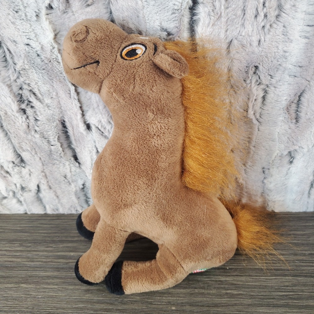 Panca Plush 10" Brown Pony Horse, Rearing - Fluffy Mane Stitched Eyes